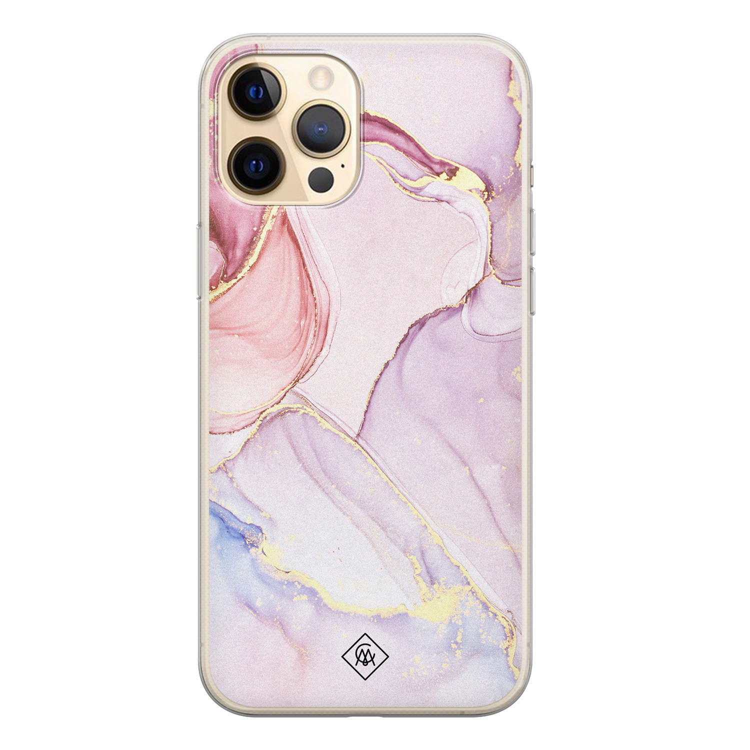 Casimoda iPhone 12 siliconen hoesje - Marmer paars