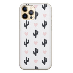 Leuke Telefoonhoesjes iPhone 12 siliconen hoesje - Cactus hartjes