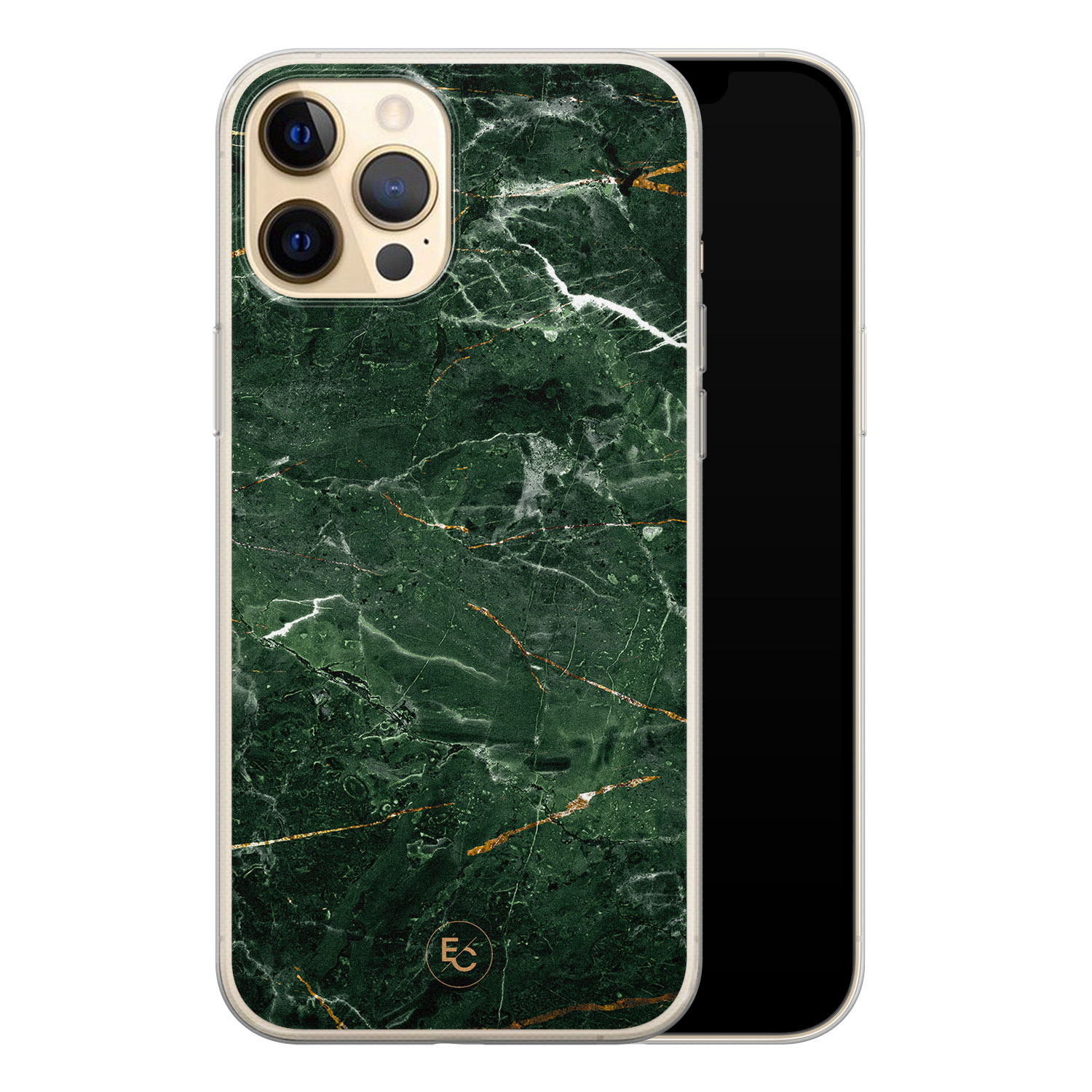 ELLECHIQ iPhone 12 siliconen hoesje - Marble jade green