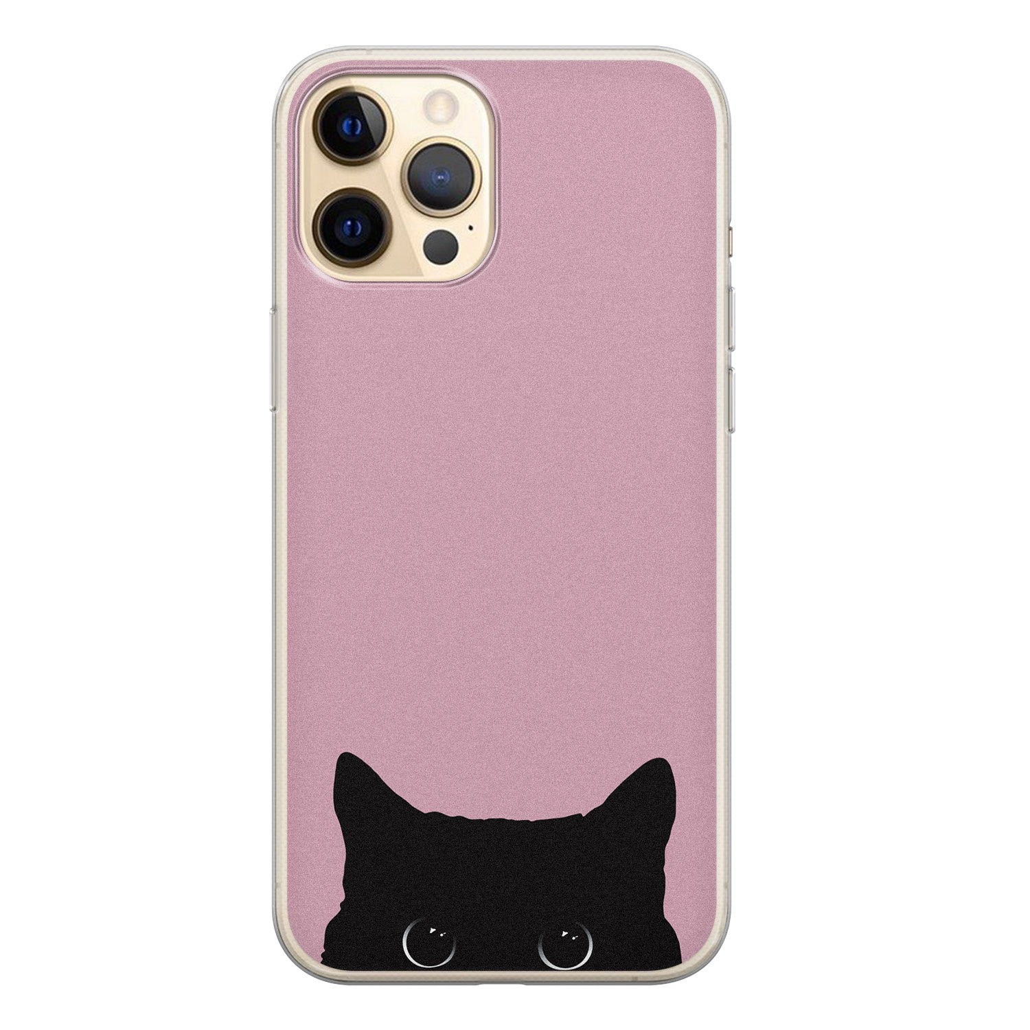 Telefoonhoesje Store iPhone 12 Pro siliconen hoesje - Zwarte kat