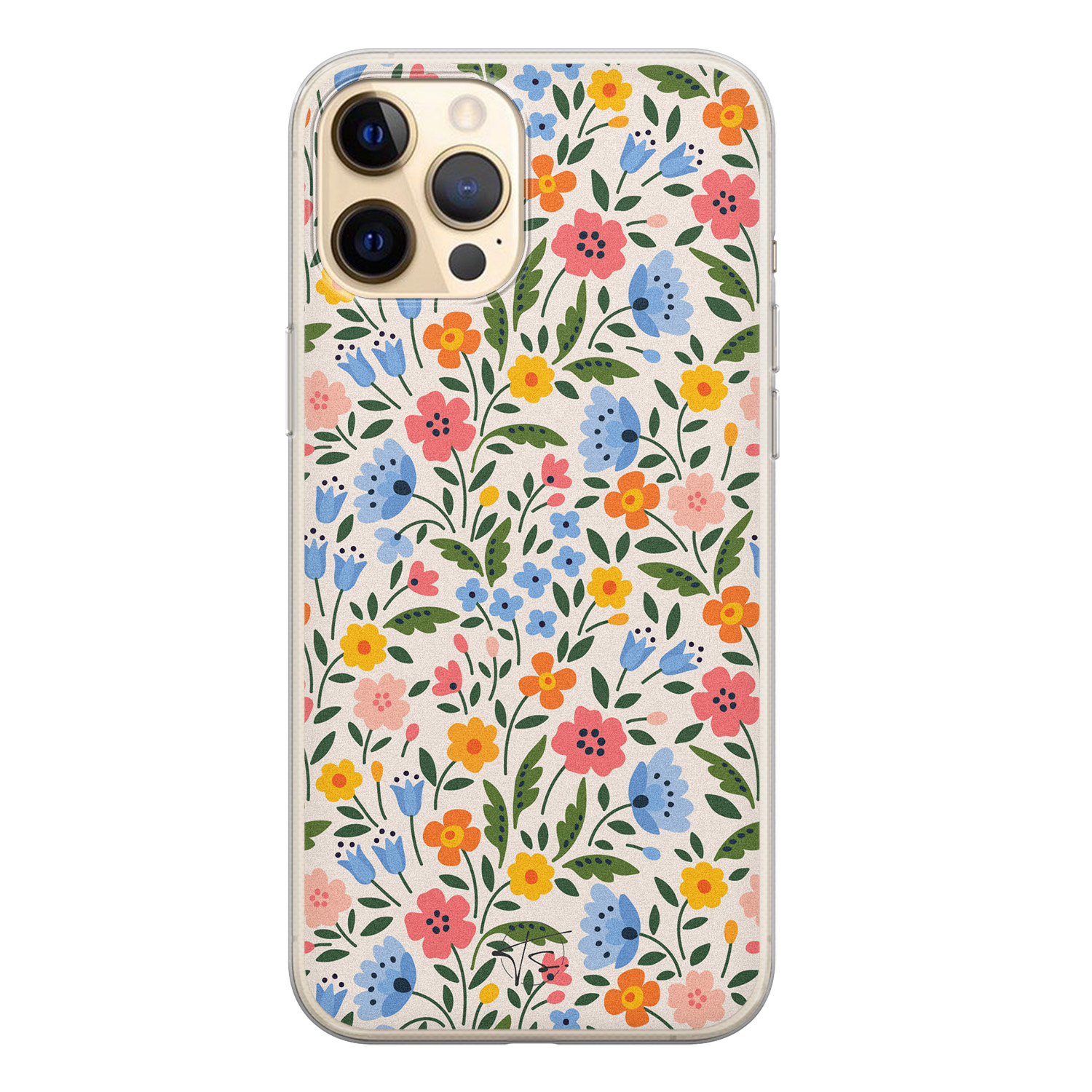 Telefoonhoesje Store iPhone 12 Pro siliconen hoesje - Romantische bloemen