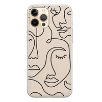 Leuke Telefoonhoesjes iPhone 12 Pro siliconen hoesje - Abstract face line