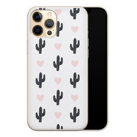 Leuke Telefoonhoesjes iPhone 12 Pro siliconen hoesje - Cactus hartjes