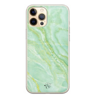 Telefoonhoesje Store iPhone 12 Pro siliconen hoesje - Marmer Limegroen