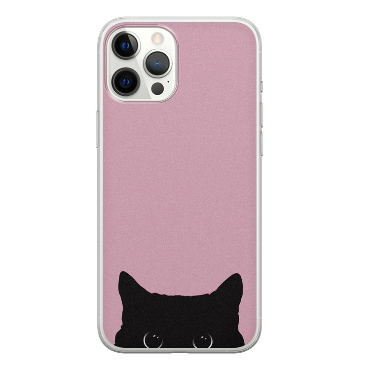 Telefoonhoesje Store iPhone 12 Pro Max siliconen hoesje - Zwarte kat