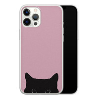 Telefoonhoesje Store iPhone 12 Pro Max siliconen hoesje - Zwarte kat