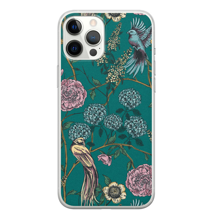 Telefoonhoesje Store iPhone 12 Pro Max siliconen hoesje - Bloomy birds