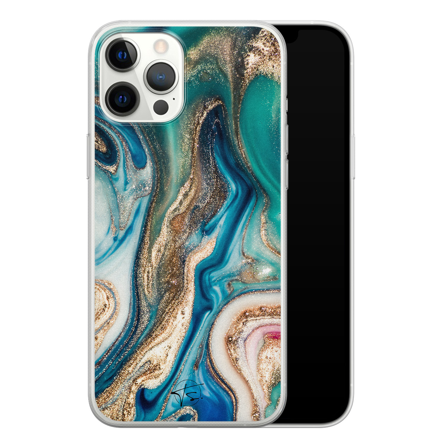 Telefoonhoesje Store iPhone 12 Pro Max siliconen hoesje - Magic marble