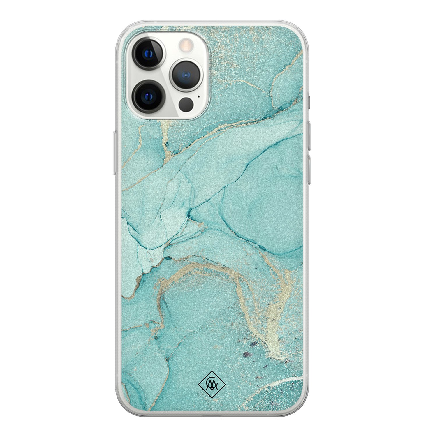 Casimoda iPhone 12 Pro Max siliconen hoesje - Marmer mintgroen