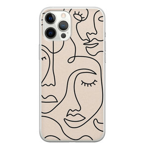 Leuke Telefoonhoesjes iPhone 12 Pro Max siliconen hoesje - Abstract face line