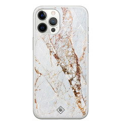 Casimoda iPhone 12 Pro Max siliconen hoesje - Goud marmer