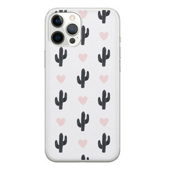 Leuke Telefoonhoesjes iPhone 12 Pro Max siliconen hoesje - Cactus hartjes