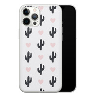 Leuke Telefoonhoesjes iPhone 12 Pro Max siliconen hoesje - Cactus hartjes