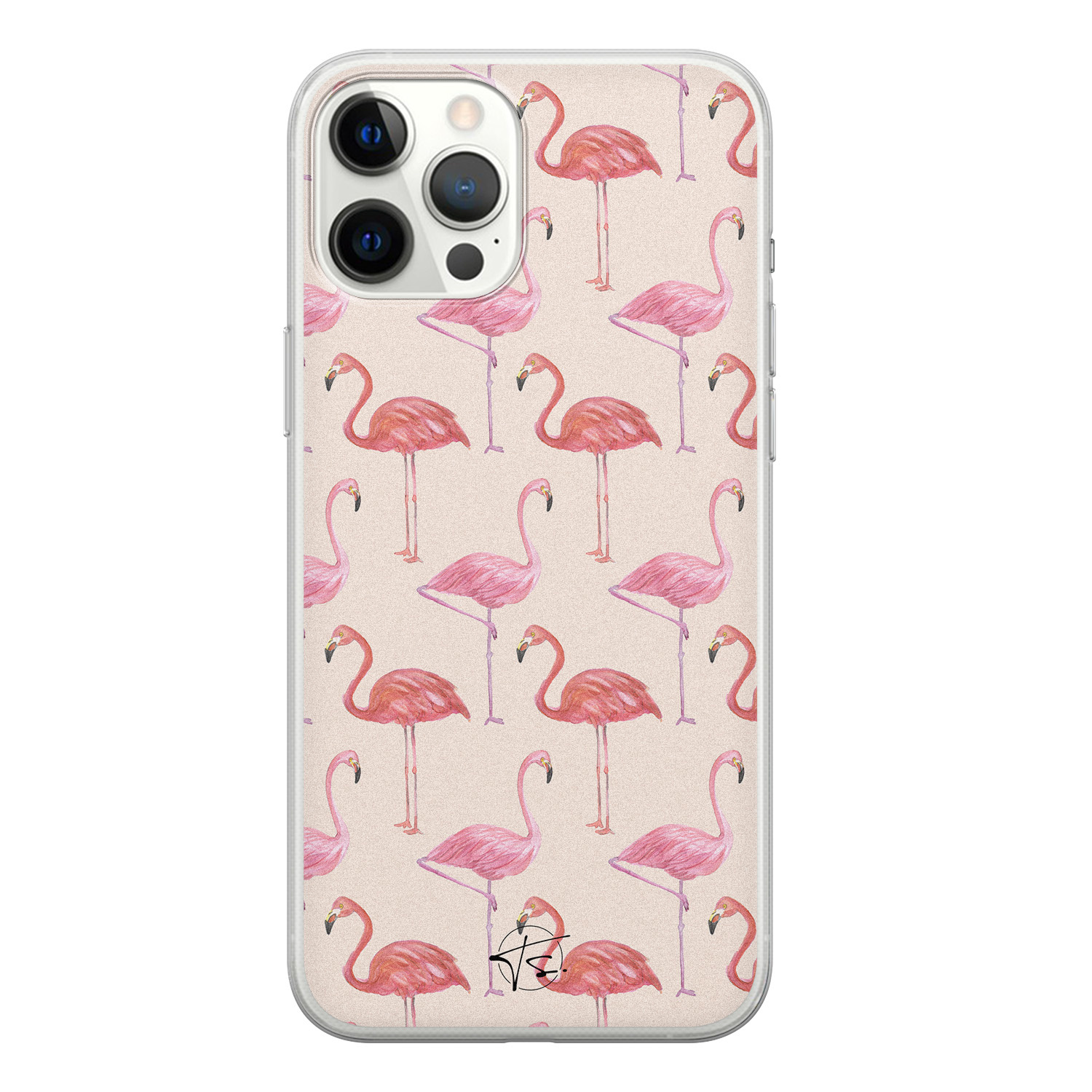 Telefoonhoesje Store iPhone 12 Pro Max siliconen hoesje - Flamingo