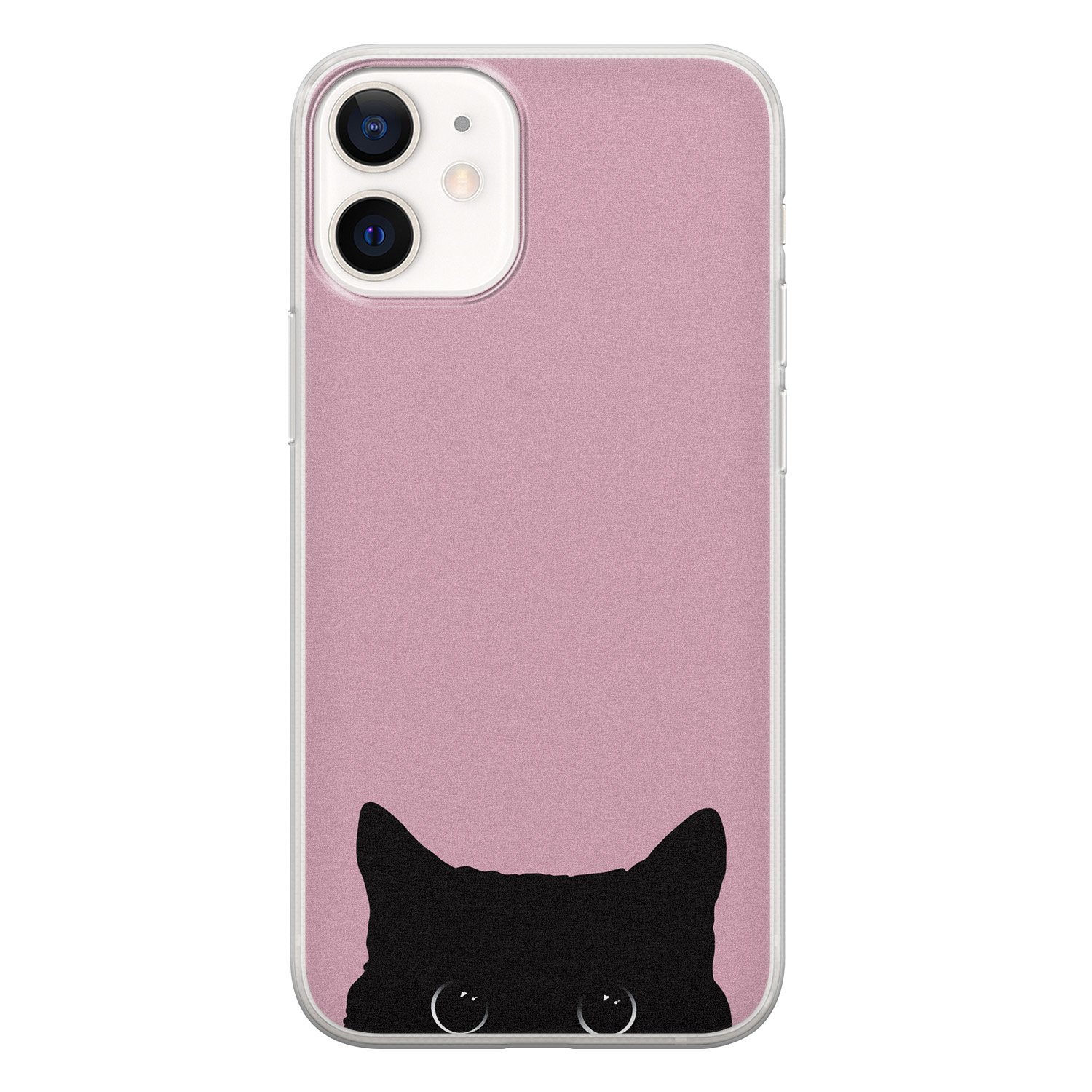 Telefoonhoesje Store iPhone 12 mini siliconen hoesje - Zwarte kat