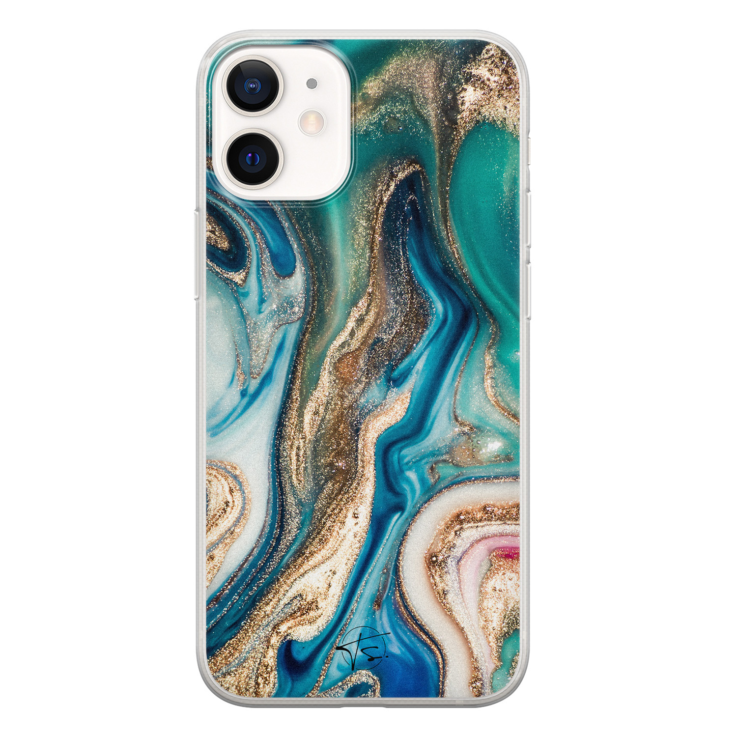 Telefoonhoesje Store iPhone 12 mini siliconen hoesje - Magic marble