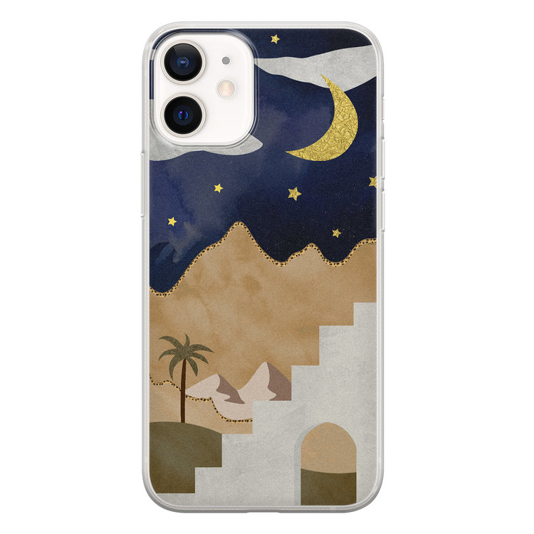 Leuke Telefoonhoesjes iPhone 12 mini siliconen hoesje - Woestijn