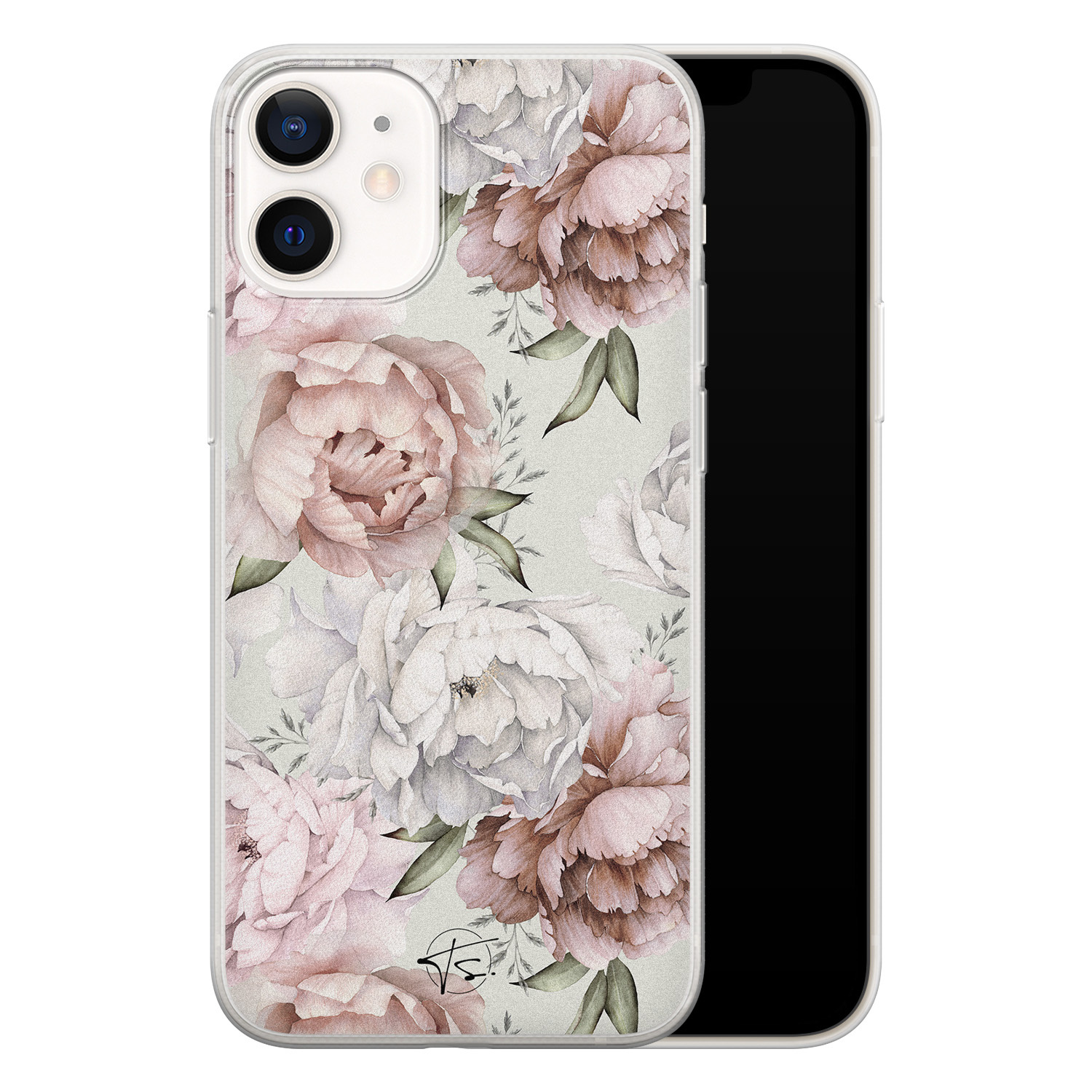 Telefoonhoesje Store iPhone 12 mini siliconen hoesje - Classy flowers
