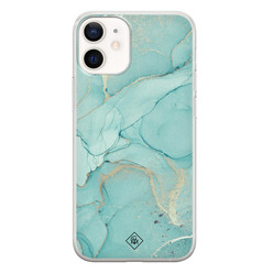 Casimoda iPhone 12 mini siliconen hoesje - Marmer mintgroen