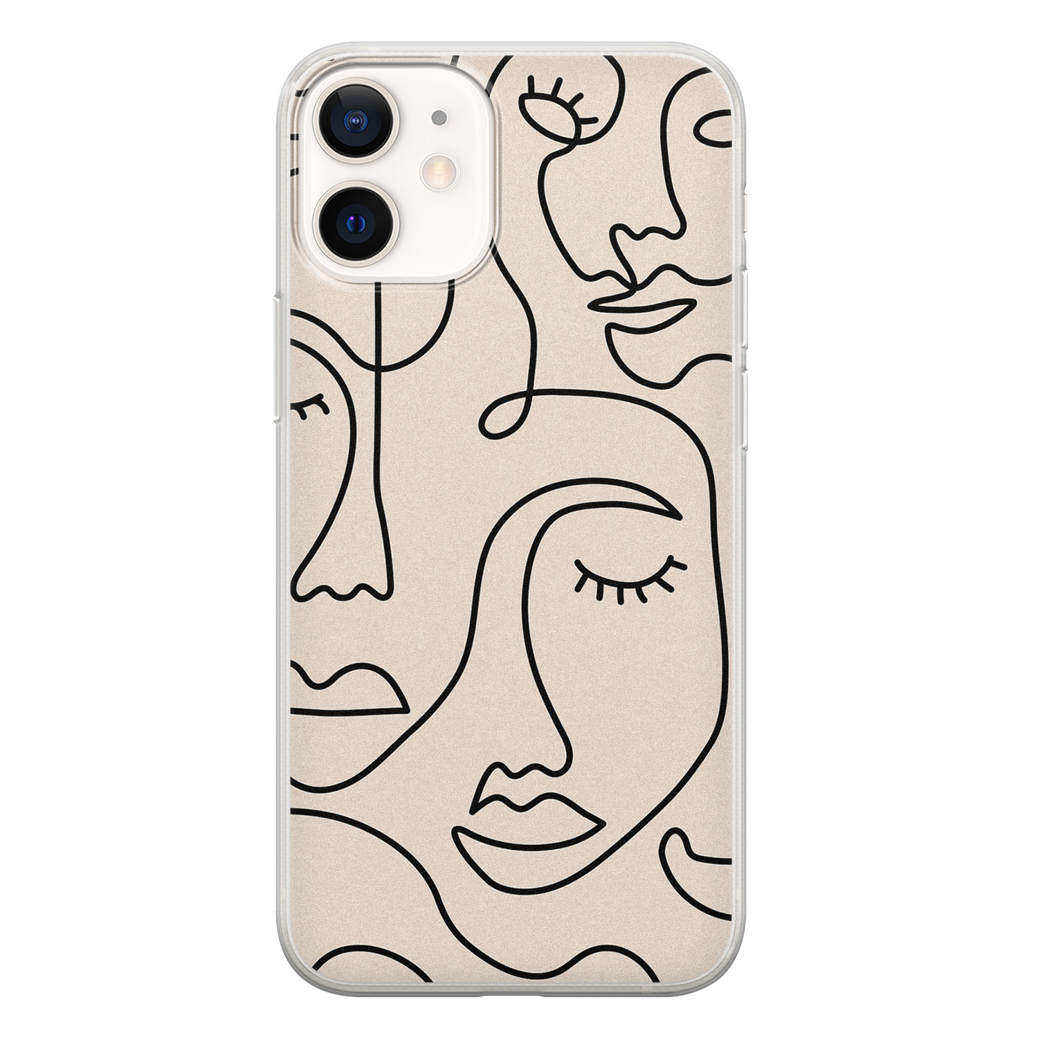 Leuke Telefoonhoesjes iPhone 12 mini siliconen hoesje - Abstract face line