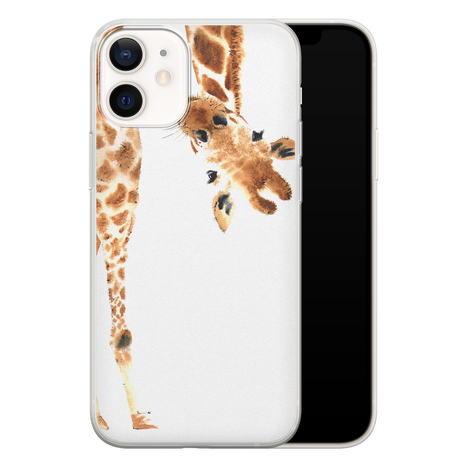 Leuke Telefoonhoesjes iPhone 12 mini siliconen hoesje - Giraffe