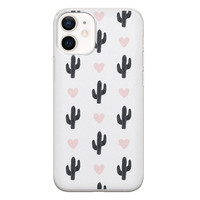 Leuke Telefoonhoesjes iPhone 12 mini siliconen hoesje - Cactus hartjes