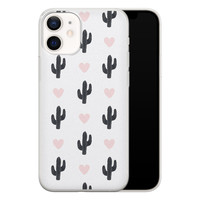 Leuke Telefoonhoesjes iPhone 12 mini siliconen hoesje - Cactus hartjes