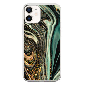 ELLECHIQ iPhone 12 mini siliconen hoesje - Marble Khaki Swirl