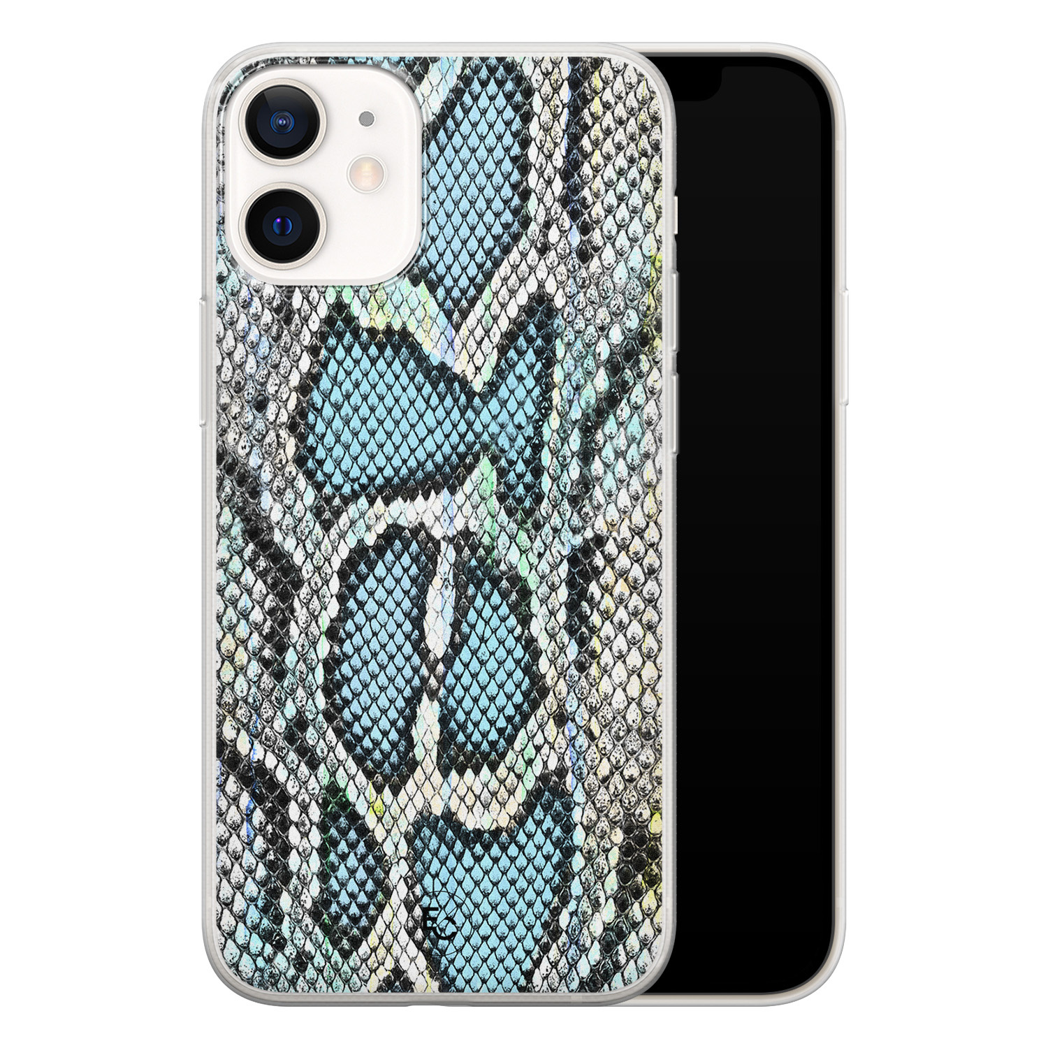ELLECHIQ iPhone 12 mini siliconen hoesje - Baby Snake blue