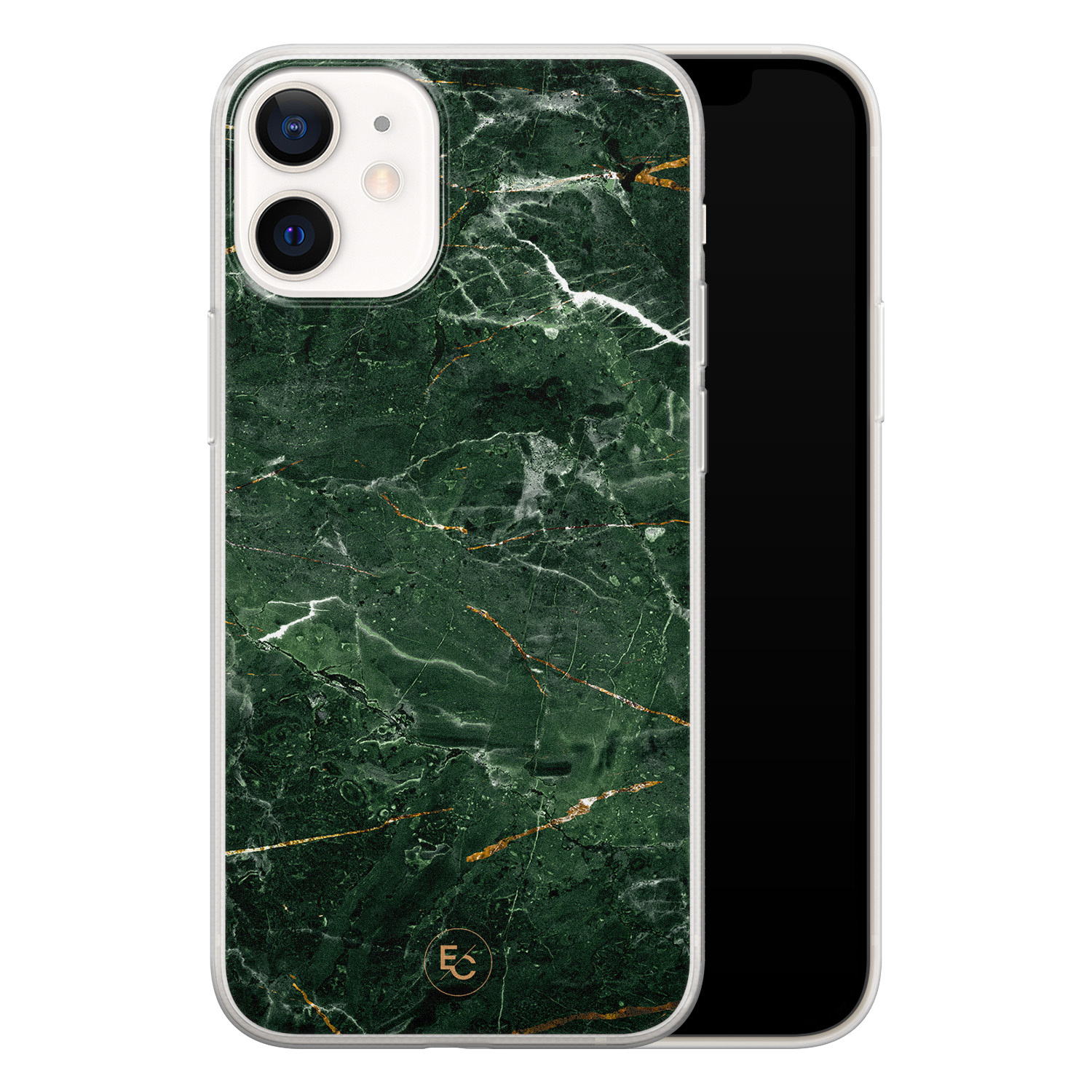 ELLECHIQ iPhone 12 mini siliconen hoesje - Marble jade green