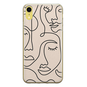 Leuke Telefoonhoesjes iPhone XR siliconen hoesje - Abstract face line