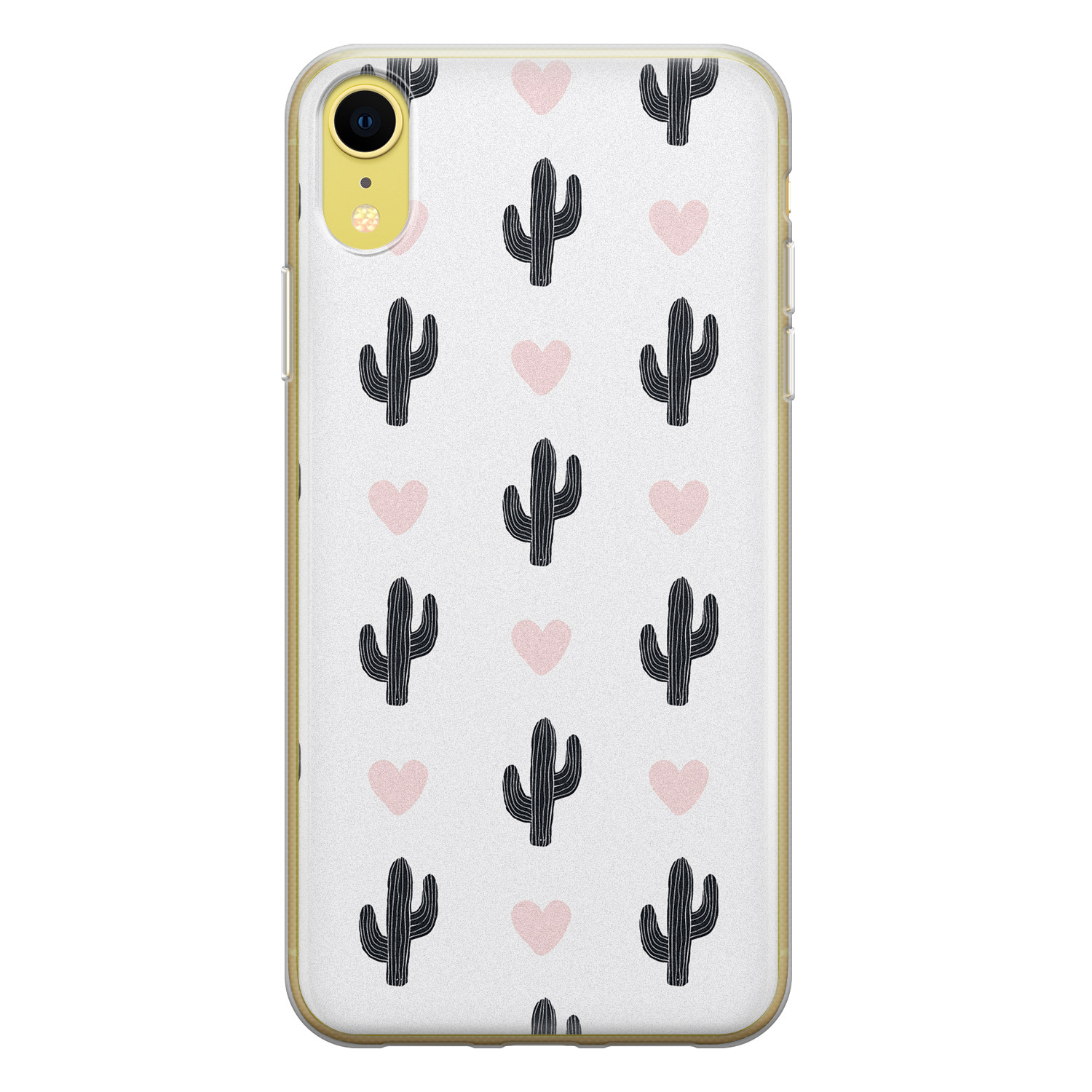 Leuke Telefoonhoesjes iPhone XR siliconen hoesje - Cactus hartjes