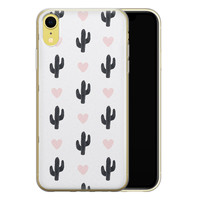 Leuke Telefoonhoesjes iPhone XR siliconen hoesje - Cactus hartjes