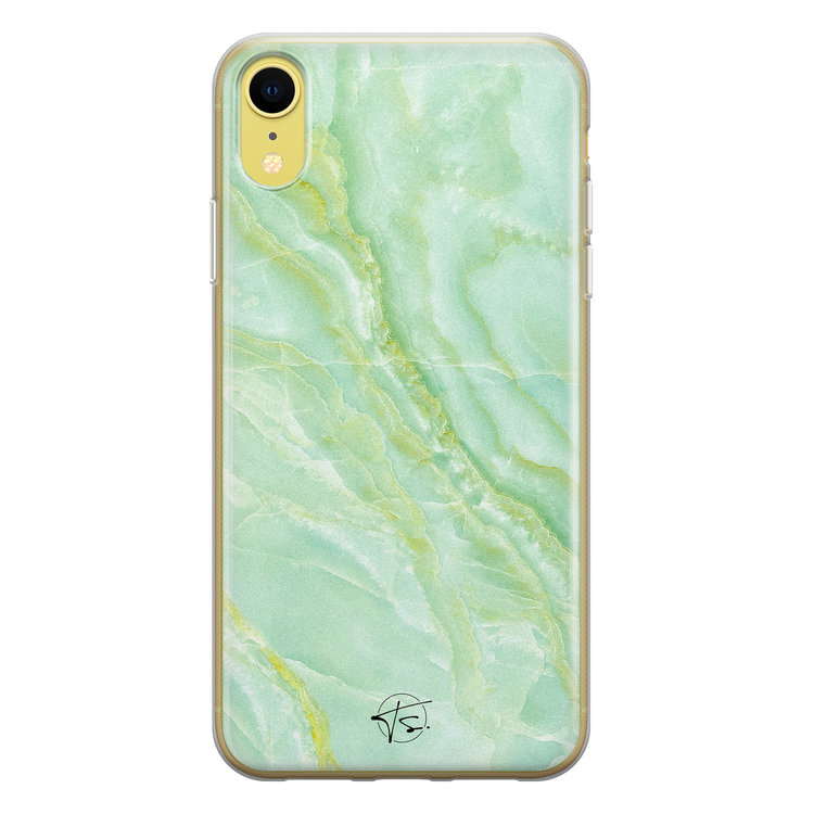 Telefoonhoesje Store iPhone XR siliconen hoesje - Marmer Limegroen