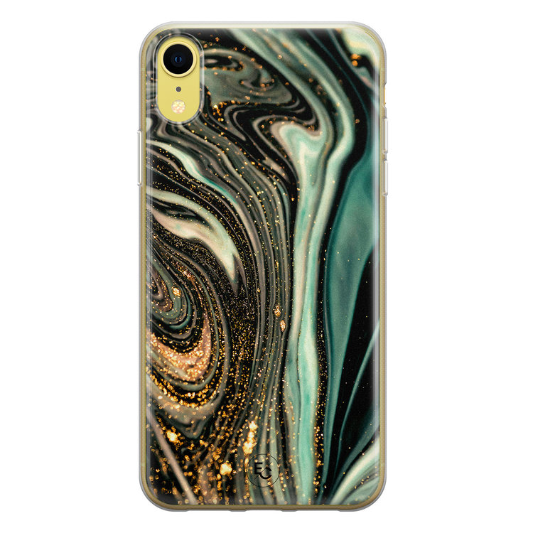 ELLECHIQ iPhone XR siliconen hoesje - Marble Khaki Swirl