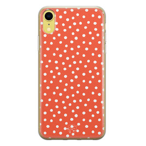 Telefoonhoesje Store iPhone XR siliconen hoesje - Oranje stippen