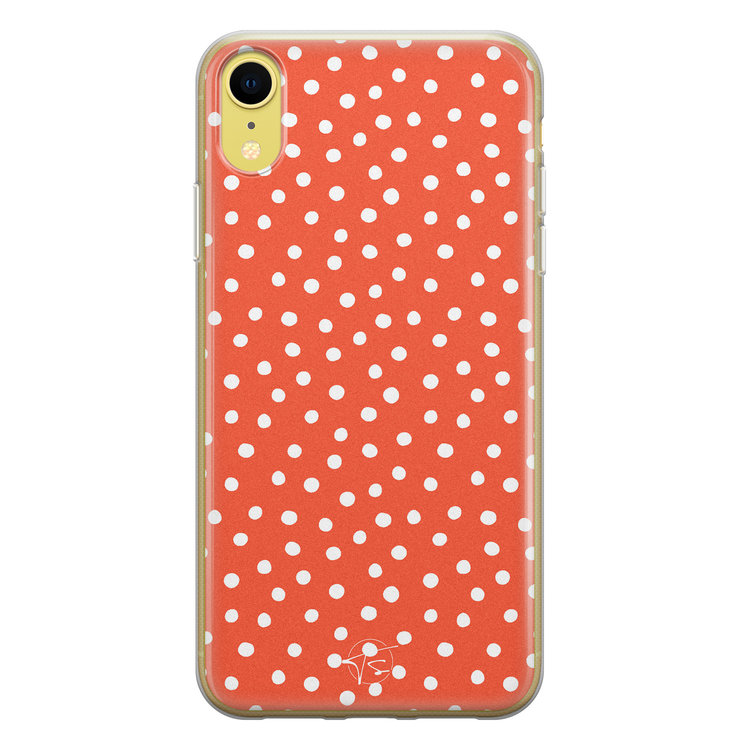 Telefoonhoesje Store iPhone XR siliconen hoesje - Oranje stippen
