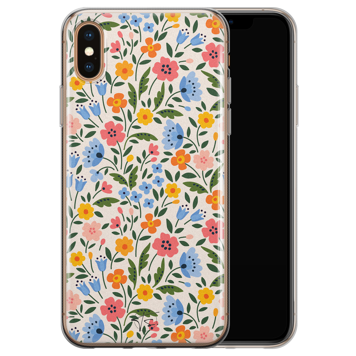 Telefoonhoesje Store iPhone X/XS siliconen hoesje - Romantische bloemen