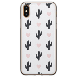 Leuke Telefoonhoesjes iPhone X/XS siliconen hoesje - Cactus hartjes
