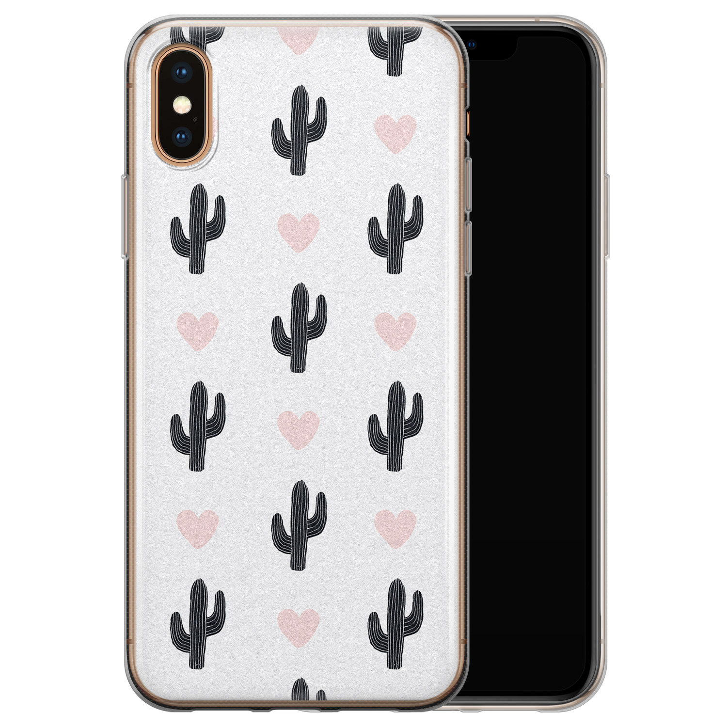 Leuke Telefoonhoesjes iPhone X/XS siliconen hoesje - Cactus hartjes