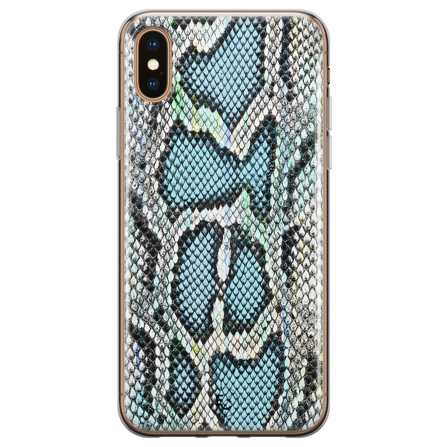 ELLECHIQ iPhone X/XS siliconen hoesje - Baby Snake blue