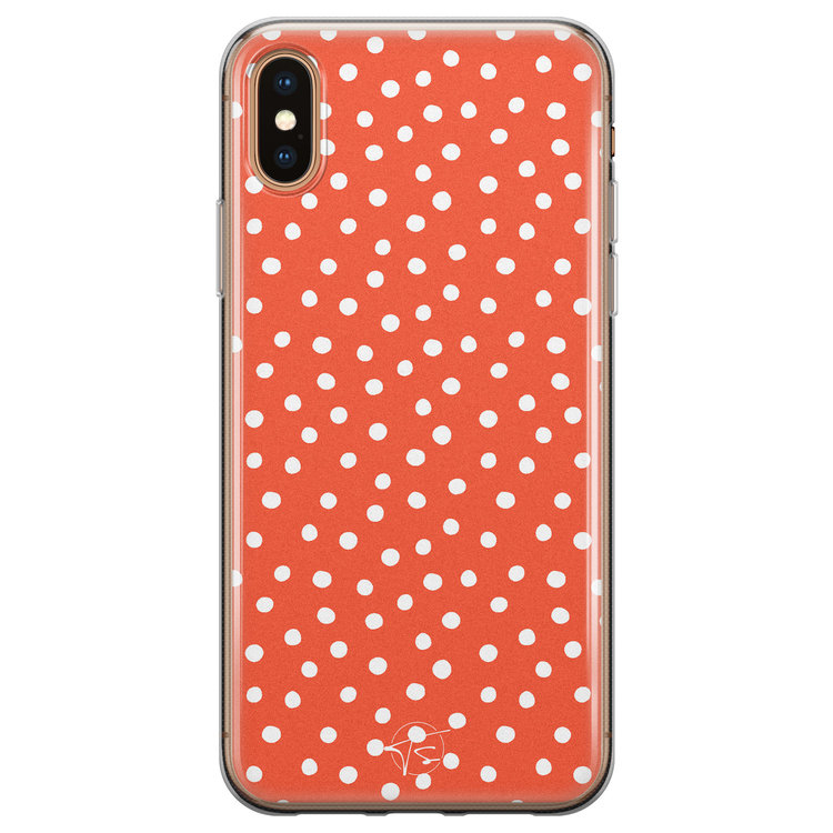 Telefoonhoesje Store iPhone X/XS siliconen hoesje - Oranje stippen