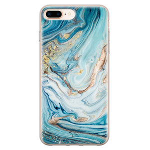 Telefoonhoesje Store iPhone 8 Plus/7 Plus siliconen hoesje - Marmer blauw goud