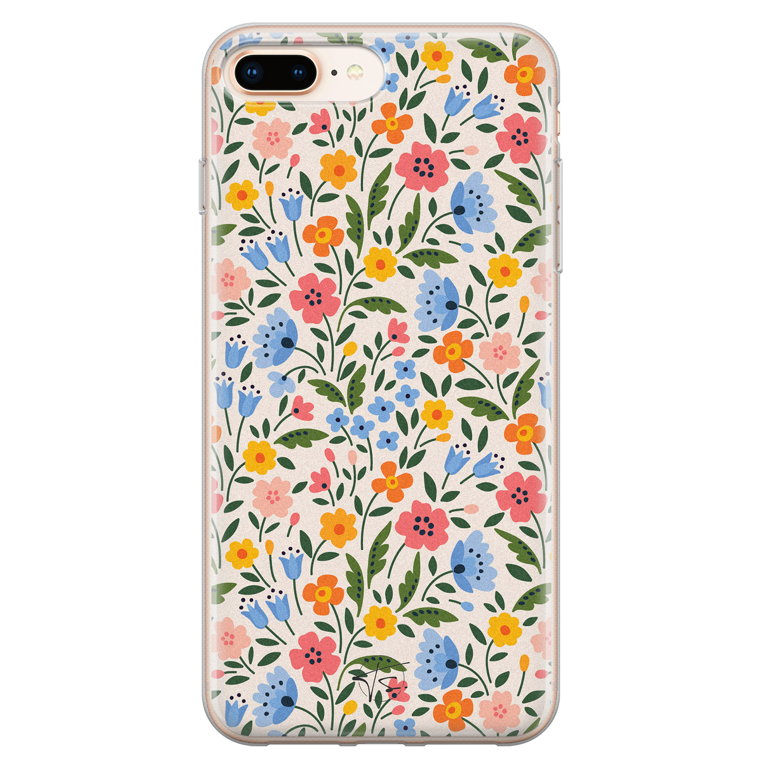 Telefoonhoesje Store iPhone 8 Plus/7 Plus siliconen hoesje - Romantische bloemen
