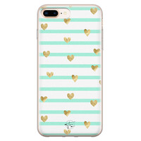 Telefoonhoesje Store iPhone 8 Plus/7 Plus siliconen hoesje - Mint hartjes