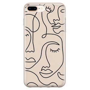 Leuke Telefoonhoesjes iPhone 8 Plus/7 Plus siliconen hoesje - Abstract face line