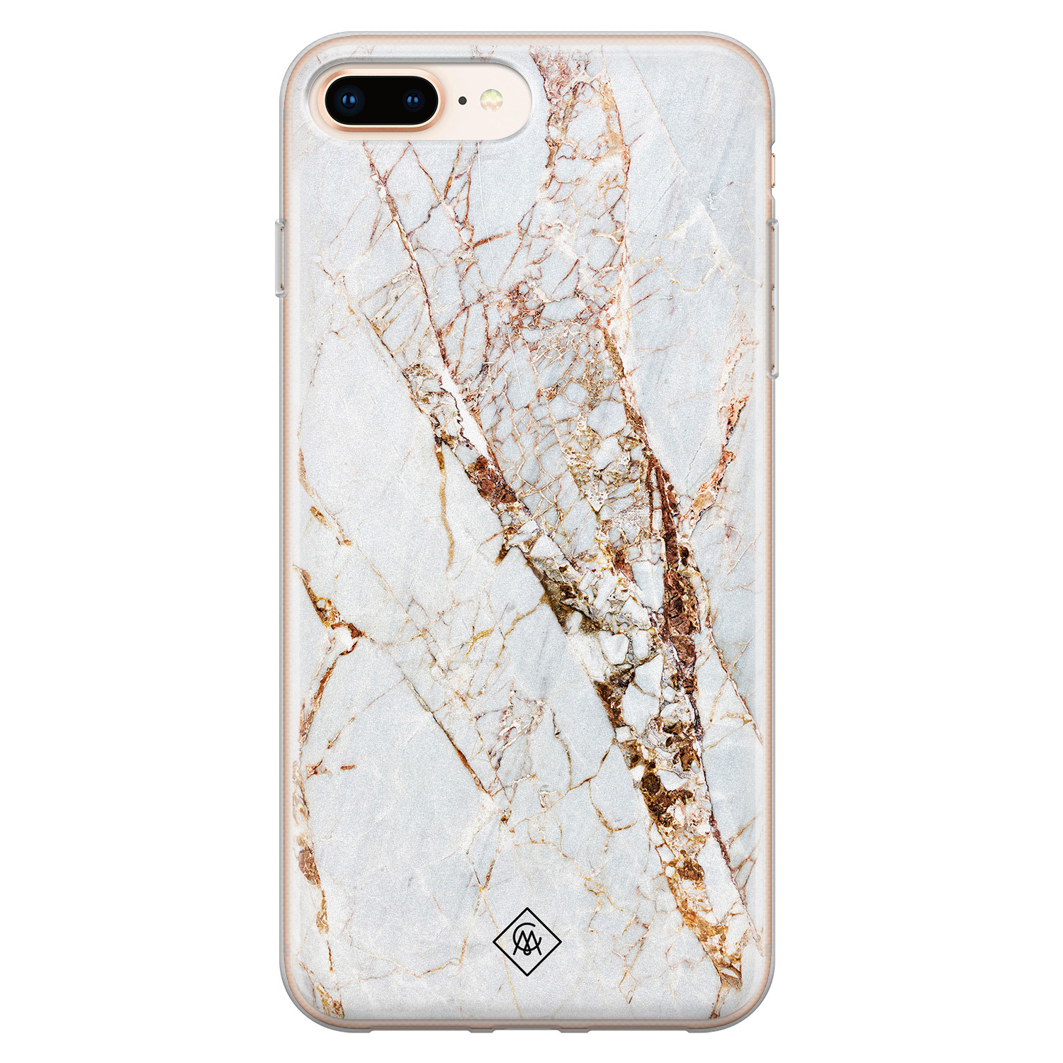 Casimoda iPhone 8 Plus/7 Plus siliconen hoesje - Goud marmer
