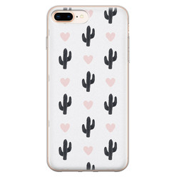 Leuke Telefoonhoesjes iPhone 8 Plus/7 Plus siliconen hoesje - Cactus hartjes