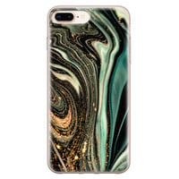 ELLECHIQ iPhone 8 Plus/7 Plus siliconen hoesje - Marble Khaki Swirl