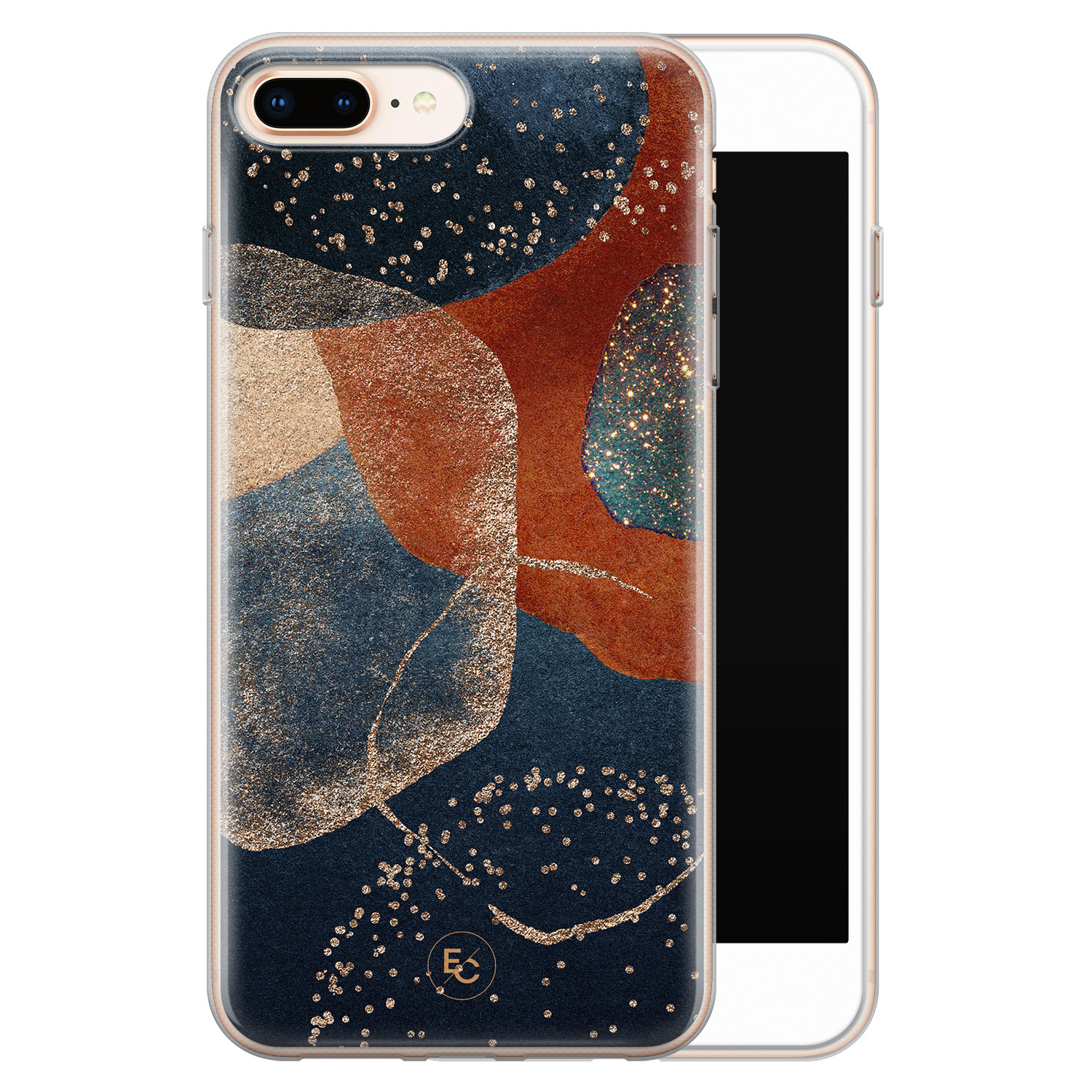 ELLECHIQ iPhone 8 Plus/7 Plus siliconen hoesje - Abstract Terracotta